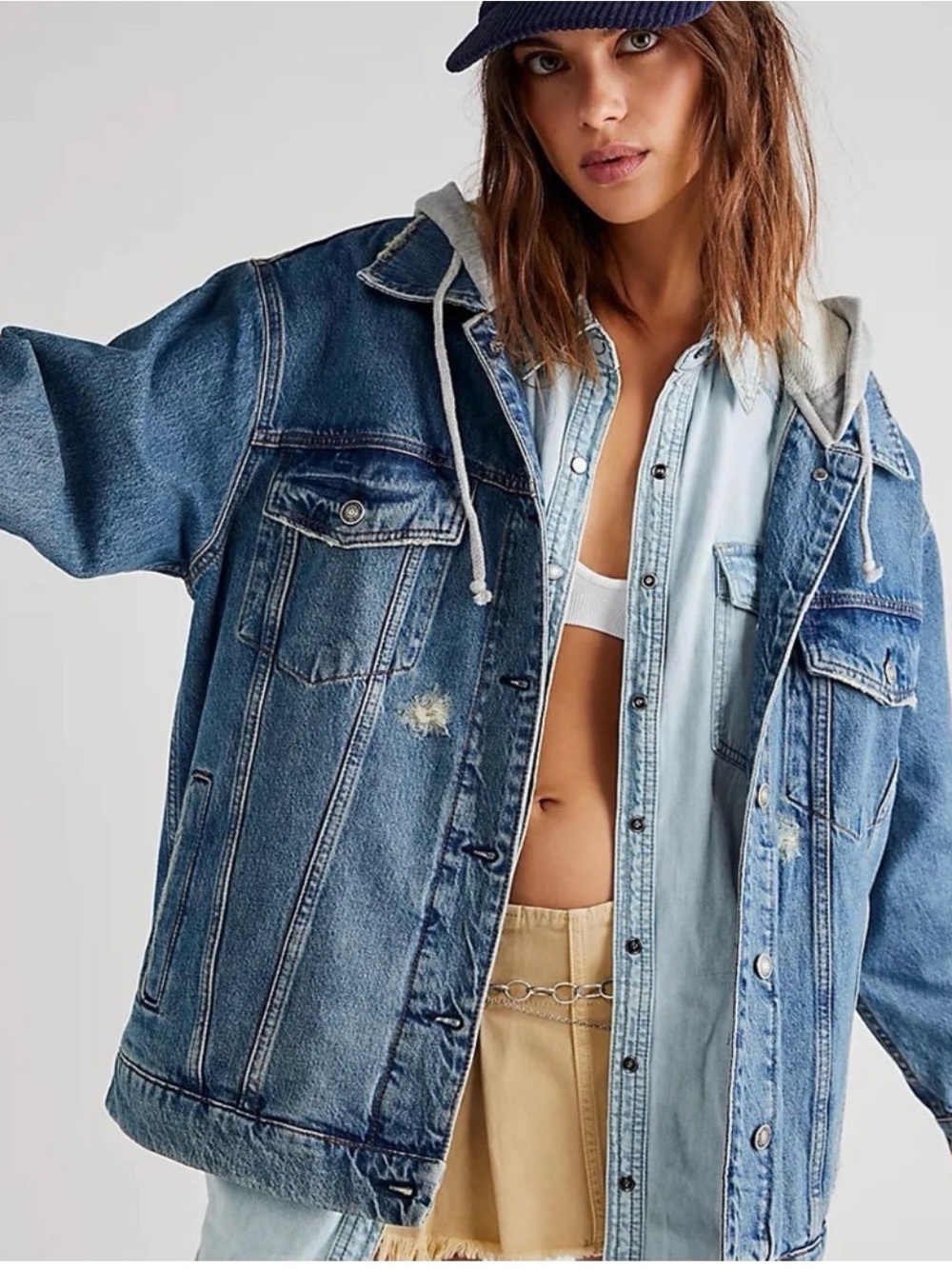 Free People Flawless Hooded Denim Jacket